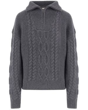 THE GARMENT Trui Van Wol En Kasjmier Met Vlechtpatroon - Grijs