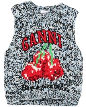 Ganni Round-Neck Knitwear - Blue