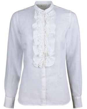 Stenströms Volant Bluse Leinenhemd - Blau