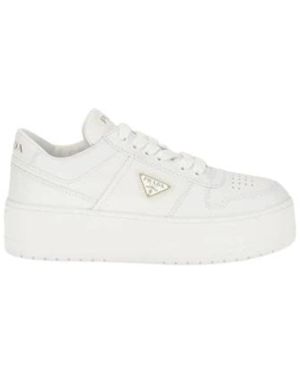 Prada Schoenen ,Wit ,Leer Downtown Bold Perforated Leather Sneakers