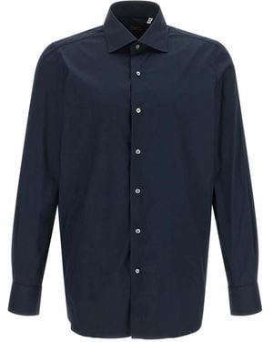 Finamore 1925 Overhemden ,Blauw ,Katoen Napoli Overhemd