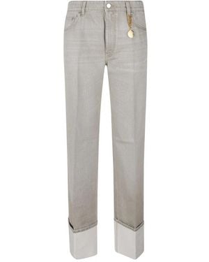 Stella McCartney Jeans ,Grijs ,Katoen Straight Turn-Up Jeans