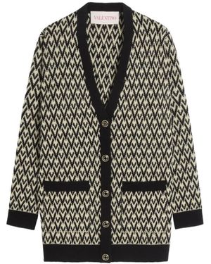 Valentino Truien & Vesten ,Zwart ,Wol Monogram Gebreide Vest