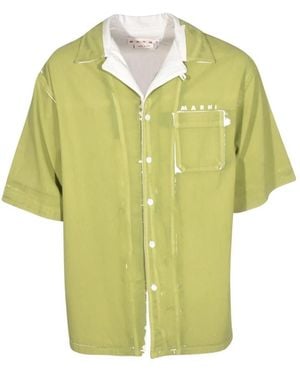 Marni Logo Patch-Pocket Shirt - Groen