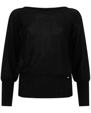 Herno Pullover Mit U-Boot-Ausschnitt Und Metallic-Effekt - Schwarz