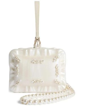 Simone Rocha Parel Versierde Clutch Met Handvat - Wit