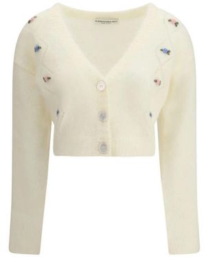 Alessandra Rich Carded Mohair Cardigan - Weiß