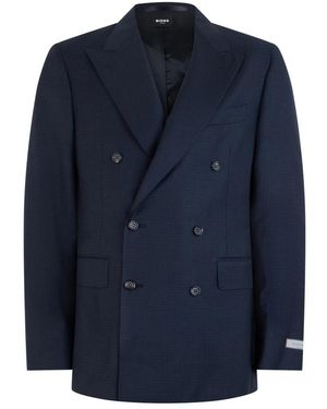Canali Kostuums ,Blauw ,Wol Dubbelrijige Jas
