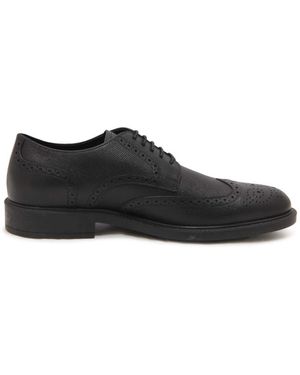 Tod's Schwarze Leder-Derby-Schuhe Mit Gummisohle