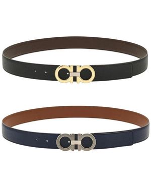 Ferragamo Omkeerbare En Verstelbare Gancini Riem - Wit