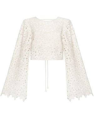 UNDRESS Offwhite Spitzen Statement Shirt - Weiß