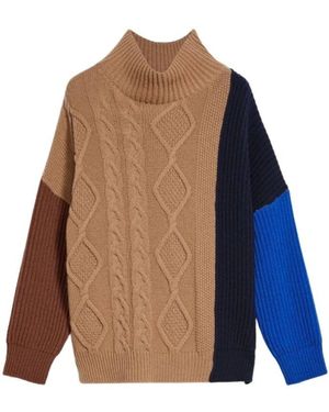 Weekend by Maxmara Patchwork wollpullover - Blau