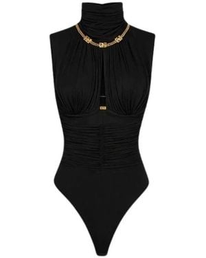 Elisabetta Franchi Tops ,Zwart ,Tule Body Met Ketting