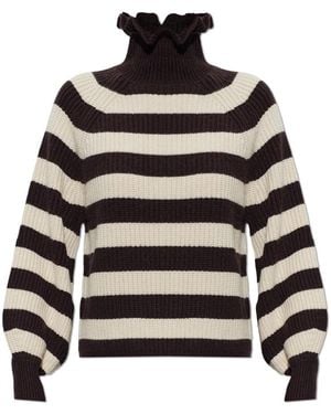 Max Mara Truien & Vesten ,Bruin ,Wol Wool Turtleneck Sweater Pontile - Zwart