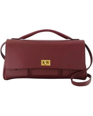 Balenciaga Burgunder Leder Crossbody Clutch - Rot