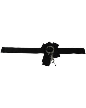 Dolce & Gabbana Accessoires ,Zwart ,Katoen Crystal Waist Belt