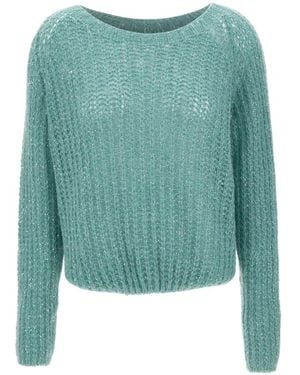 Kaos Truien & Vesten ,Groen ,Pailletten Openwork Knit Top With Sequins