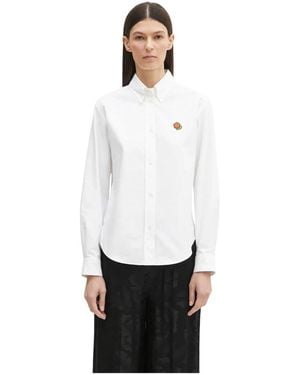 KENZO Overhemden ,Wit ,Katoen Pop Geborduurde Blouse