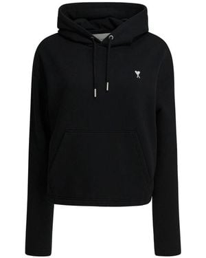 Ami Paris Hoodies & Sweatvesten ,Zwart ,Katoen Cotton Hoodie