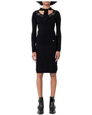 Fracomina Kleedjes ,Zwart ,Pullover Maxi Jurk