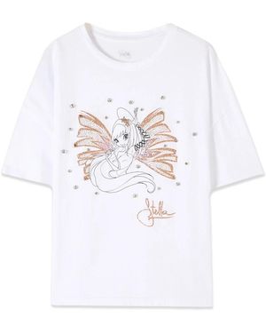 Oltre Tops ,Wit ,Pailletten Winx T-Shirt Met Print En Pailletten