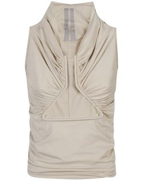 Rick Owens Gestructureerde Top Met Ruches En Uitsnijding - Naturel