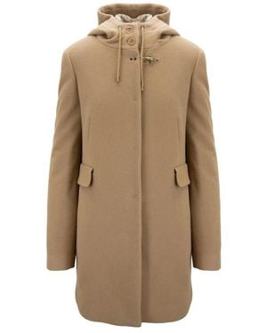 Fay Single-Breasted Coats - Natural
