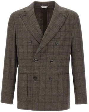 Boglioli Jassen ,Bruin ,Wol Dubbelrijige Prince Of Wales Blazer - Groen