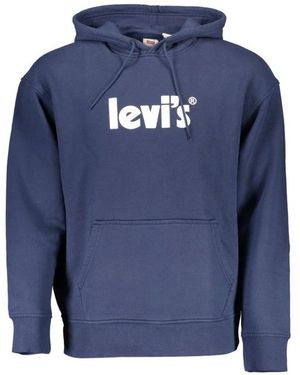 Levi's Kapuzenpullover Aus Baumwolle Mit Langen Ärmeln, Zentraltasche Und Logodruck - Blau