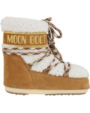 Moon Boot Shearling Lage Laars Whisky Suède - Metallic