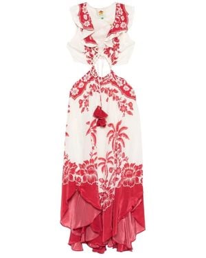 FARM Rio Guanacaste Sand Cut Out Sleeveless Midi Dress - Red