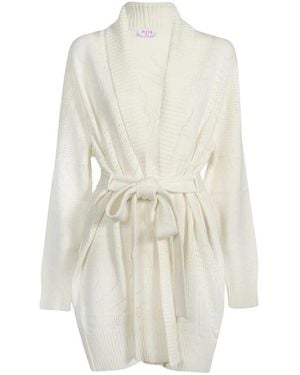 PUCCI Truien & Vesten ,Wit ,Kasjmier Luxe Cashmere Cardigan Met Tailleband