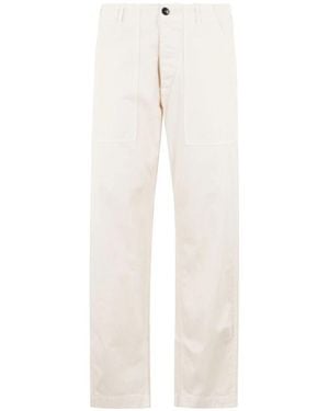 Fortela Baumwoll-Fatigue-Hose Mit Orangefarbenen Nähten - Weiß