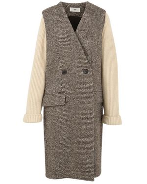 SOLOTRE Double-Breasted Coats - Brown