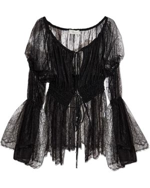 Blumarine Spitzentop Mit Langen Ärmeln - Schwarz