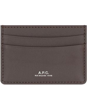 A.P.C. Lederkartenhalter mit logodetail,lederkartenhalter - Braun