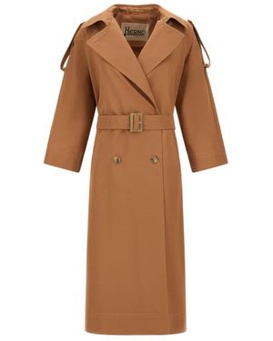 Herno Jassen ,Bruin ,Katoen Trenchcoat Met Ceintuur