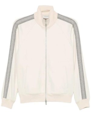 Peserico Hoodies & Sweatvesten ,Wit ,Sweatshirt Met Rits En Zijstreep - Naturel