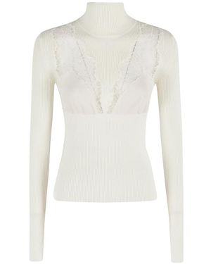 Blumarine Parel Wit Turtleneck Gebreid