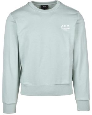 A.P.C. Hoodies & Sweatvesten ,Groen ,Katoen Felpa Corta - Blauw