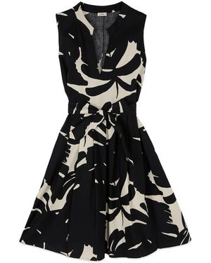 Oltre Flare Kleid Aus Bedrucktem Popeline - Schwarz