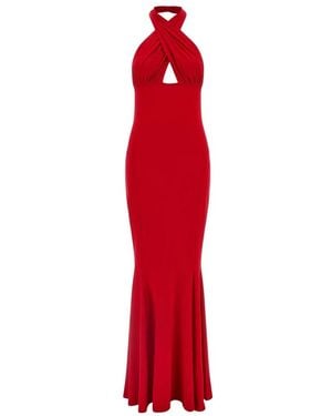 Norma Kamali 'Cross Halter Fishtail' Dress - Red