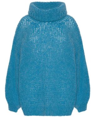 American Dreams Truien & Vesten ,Blauw ,Wol Pepper Roll Neck Alpaca Pullover