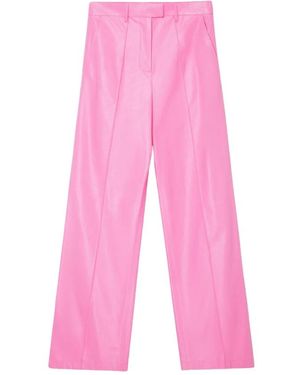 Stand Studio Broeken ,Roze ,Leer Wijde Broek Van Synthetisch Leer