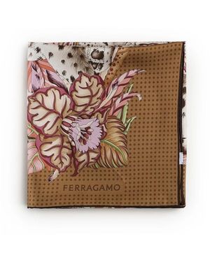 Ferragamo Accessoires ,Veelkleurig ,Zijden Sjaal - Metallic