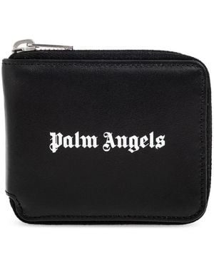 Palm Angels Accessoires ,Zwart ,Leer Classic Logo Zip Around Wallet