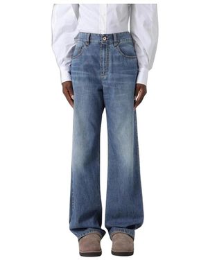 Brunello Cucinelli Jeans ,Blauw ,Denim Wide Leg Denim Broek