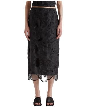MEIMEIJ Rokken ,Zwart ,Polyester Longuette Met Split Aan De Achterkant