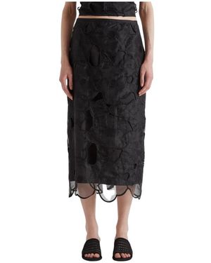 MEIMEIJ Rokken ,Zwart ,Polyester Longuette Met Split Aan De Achterkant