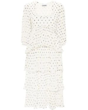 Ganni Midi Dresses - White